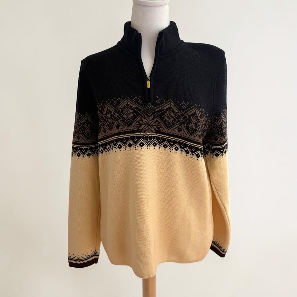 Dale of Norway Moritz Women L Merino Wool Ski Sweater 1/4 Zip Made Norway